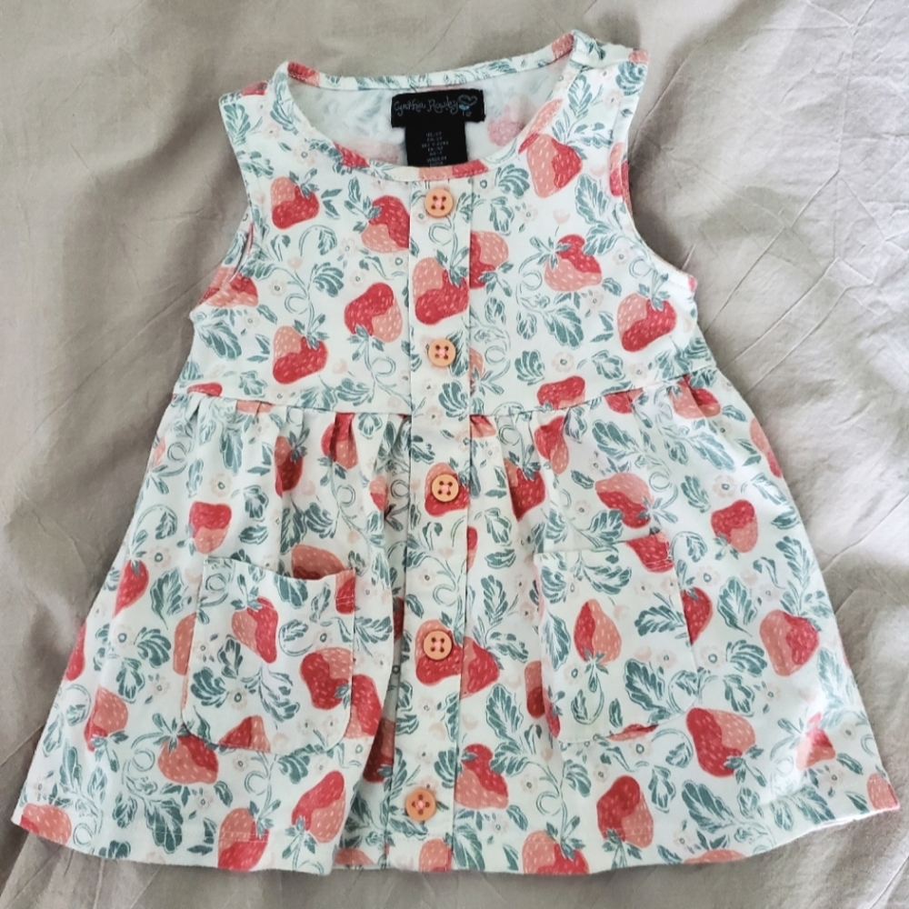Cynthia Rowley Kids Dress - White and Red Strawberry Print